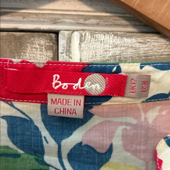 Colorful Boden Floral Tunic Top with Ribbon Details - Picture 2 of 5